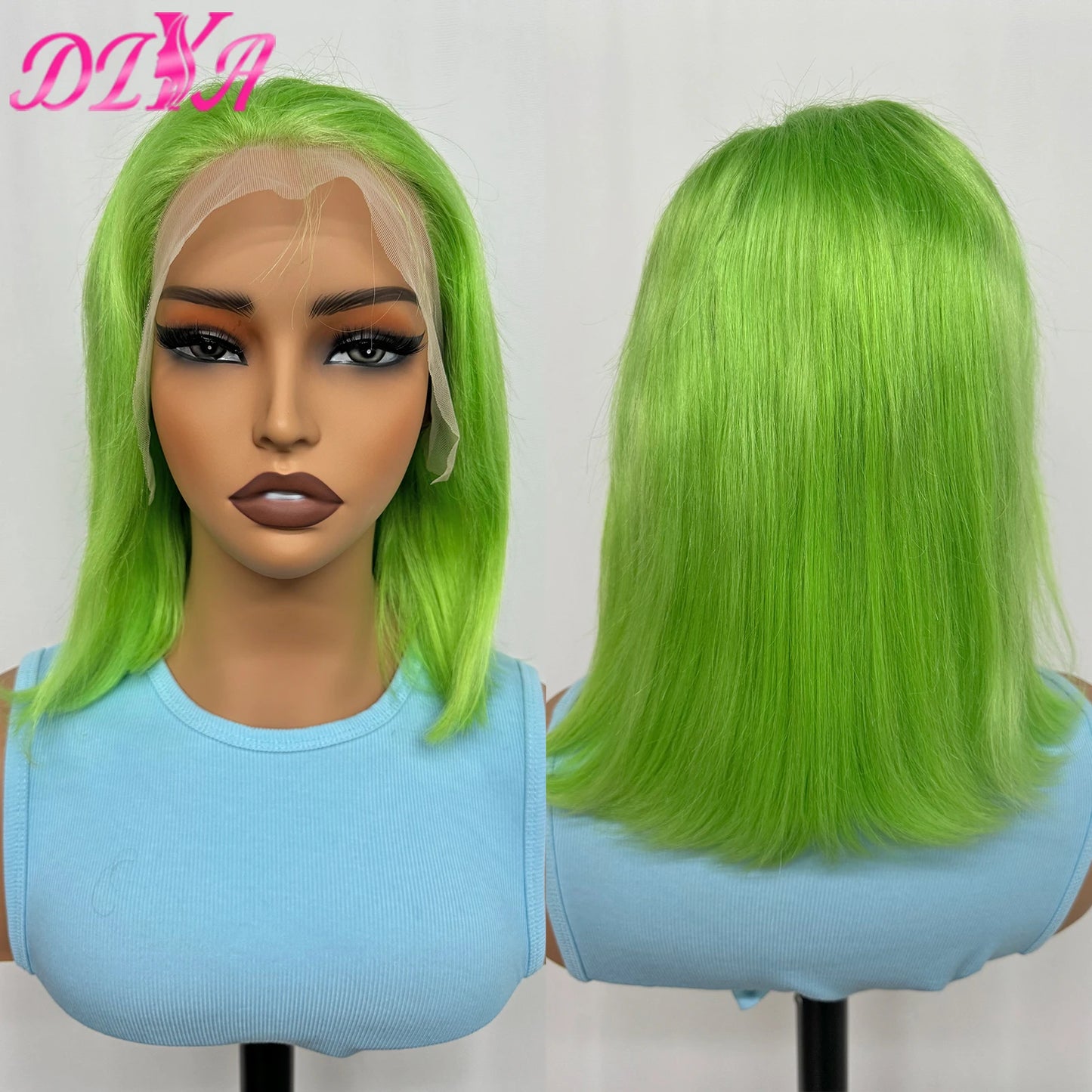 Blue Bob Wigs Human Hair 13x4 HD Lace Frontal Wig Human Hair Pre Plucked 180% Density Straight Short Blue Bob Wigs for Women