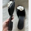 2025 Spring/Summer New Beach Vacation One Word Open Toed Flat Bottom Outerwear Camellia Slippers for Women