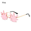 Novel Rimless Maple Leaf Shape Metal Sunglasses for Women Party Decorative Sun Glasses Men Unique Street Catwalk Prom Eyewear