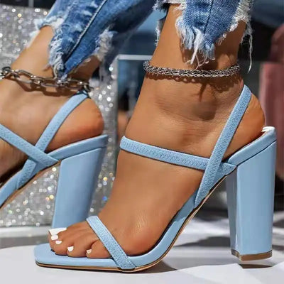 Shoes for Women Plus Size 35-43 Sandals Pumps Summer Fashion Open Toe High Heel Female Thin Belt Thick Heel Party Casual Shoes