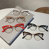 2023 New Vintage Cat Eye Glasses Frame New Stylish Semi Metal Rim Women Eyewear Trendy Brand Design Non-prescription Eyeglasses