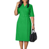 2024 summer new short sleeve V-neck waist solid color Tunle pencil skirt dress