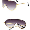 Metal Oversized Punk Sunglasses Women Semi Rimless Goggles Shield Lens Designer Big Shades Female Fashion Accessories