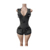 FAGADOER Spring Summer New Sexy Sleeveless Denim Rompers Women Button Zipper Cargo Pocket Patchwork Female Streetwear Overalls
