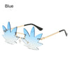 Novel Rimless Maple Leaf Shape Metal Sunglasses for Women Party Decorative Sun Glasses Men Unique Street Catwalk Prom Eyewear