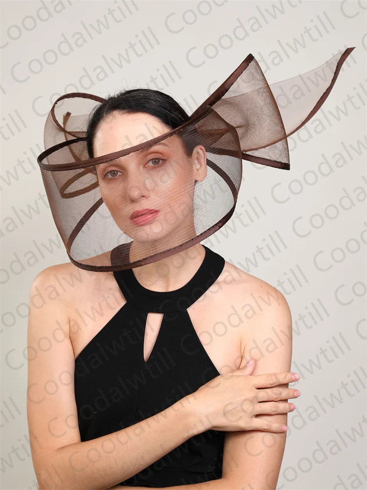 White Net Wedding Fascinator Elegant Hat Women Kentucky Derby Race Headpiece Fashion Party Mesh Chapeau Cap For Ladies Event