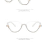 Vintage Half Frame Diamond Anti Blue Light Optical Glasses Frames Brand Designer Women Fashion Cat Eye Computer Eyeglasses