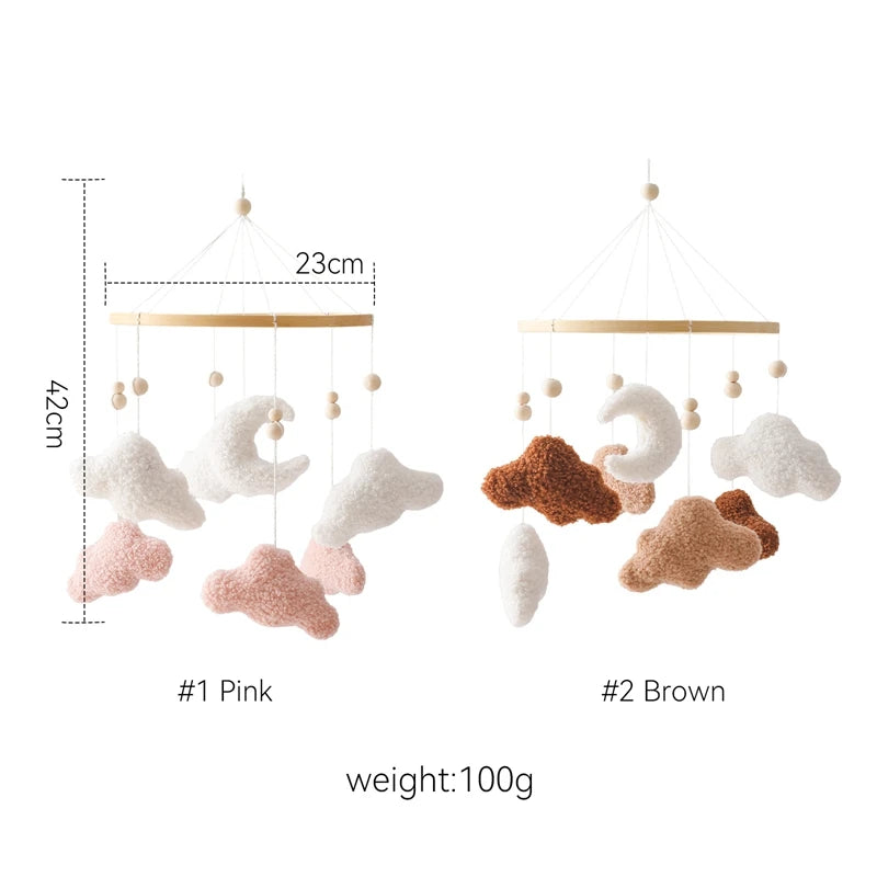 Baby Crib Mobile Rattle Toy 0-12Months Infant Soft Felt Teddy Velvet Pink Bear Bed Bell Hanging Toy Holder Bracket Crib Girl Toy