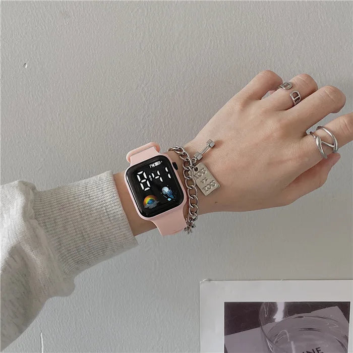 Technological LED Astro Watch for Women and Men Students Ins High Beauty Watches with Simple Fashion and Waterproof Electronics