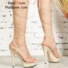 2023 New Lace-up Sandals Women Platform Summer Ladies Shoes Fashion Thin Band High Heels Pumps Plus Size Nightclub Stripper Show