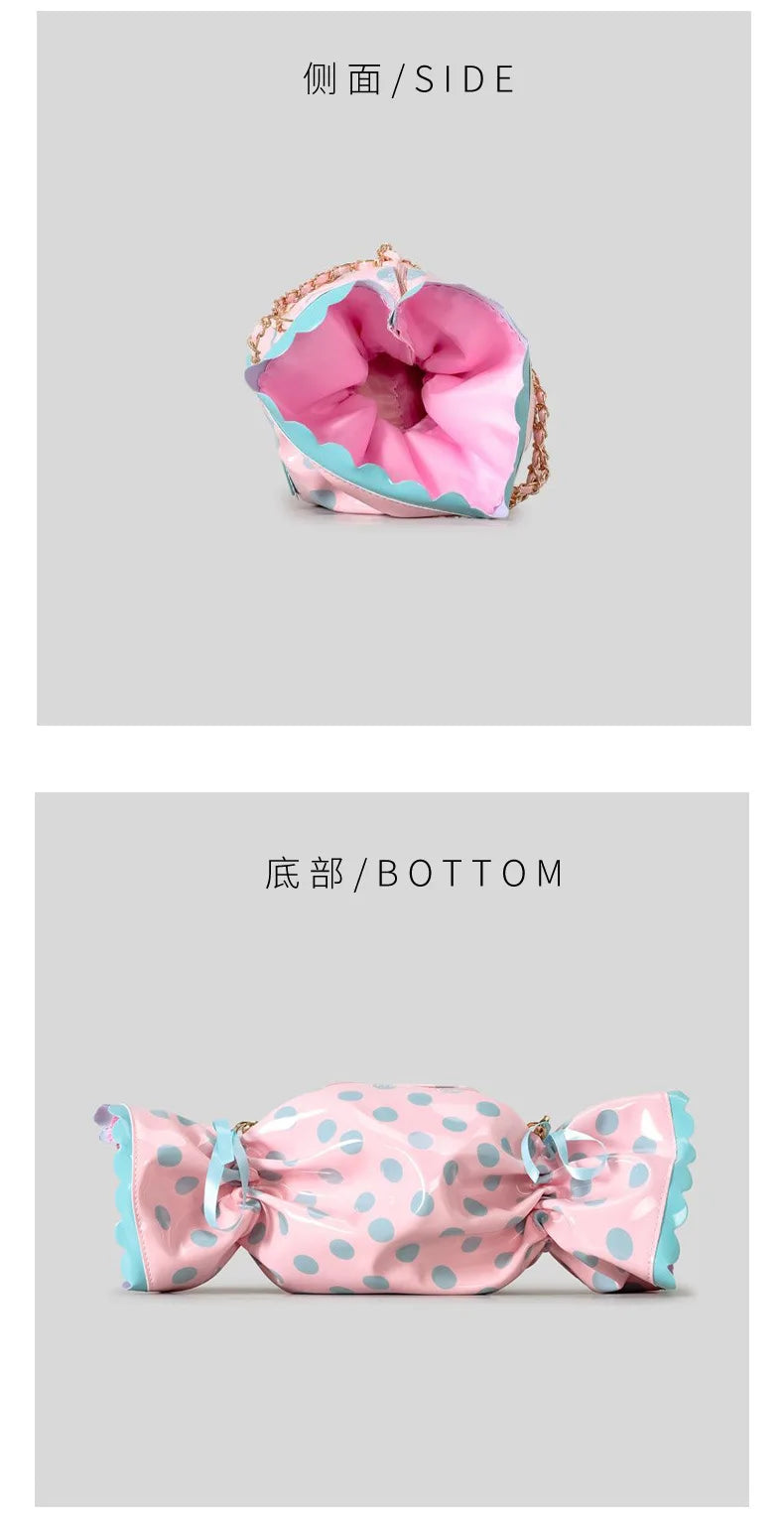 Cute Candy Design Crossbody Bag for Women Creative Funny Shoulder Bags Colorful Pvc Bag for Girls Harajuku Love Hearts Purses