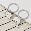 Cute Cat Keychain Stainless Steel Key ring Couple Lover Animal Matching Keyring Pendants Valentine's Day Gift