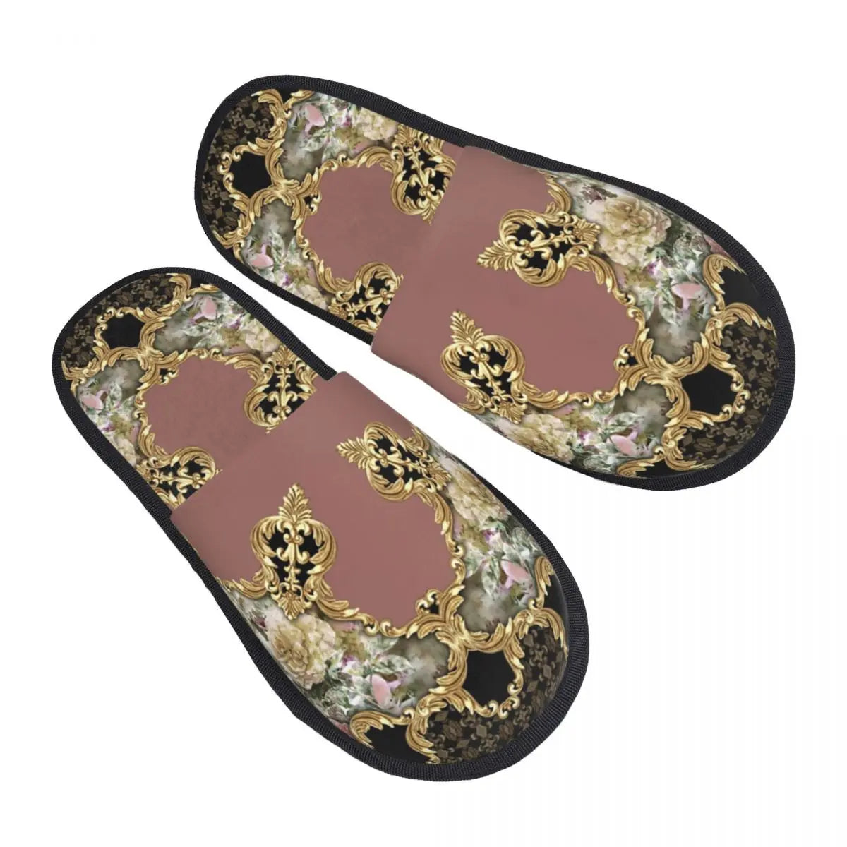 Custom Queen Of Absolutely Everything Gold Baroque Soft Memory Foam House Slippers Women Comfy Warm Anti-skid Sole Slipper
