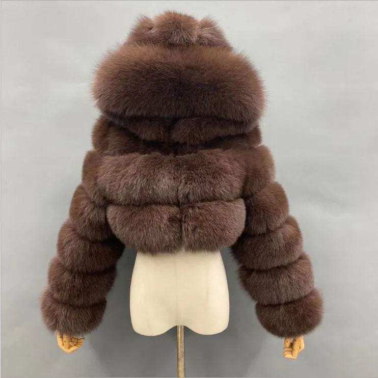 Women Warm Faux Fur Coat Winter Vintage Gradient Jacket Furry Outerwear Jackets Hooded Coats Plus Size Autumn Winter Streetwear