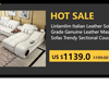 Premium Italian Genuine Leather Sectional Sofa Sets Couch Sofas with USB and Bluetooth Speaker - MANBAS Living Room Furniture