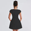 Elegant Womens White Square Collar Chic Mini Dress Luxury Short Dresses Casual Black Pink Evening Party Dresses Birthday Summer