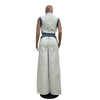 2 Pieces Women's Sets 2025 Spring Summer Denim Sleeveless Suit Tops And Wide Leg Pants Suits Two Piece Set Tracksuit Outfit