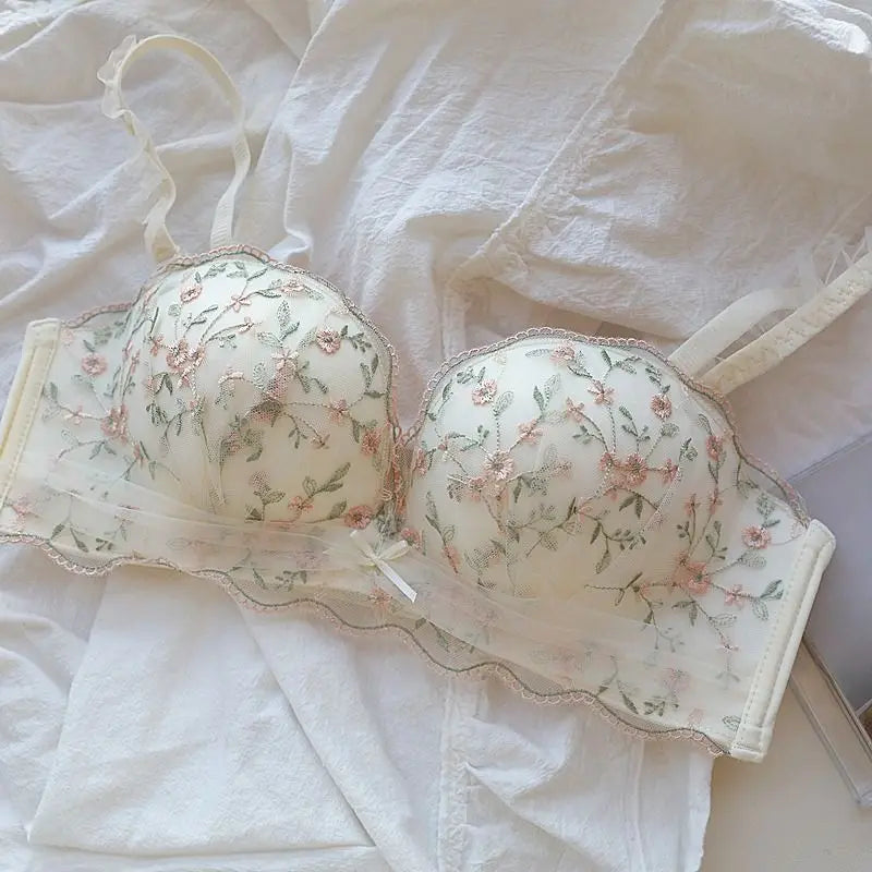 Small Breasts Gathered Women's Underwear Flat Chest Collection Side Breast Anti-sagging No Steel Ring Embossed Women's Bra