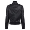Street style waist cinched short stand up collar PU leather spicy girl zipper cardigan casual jacket