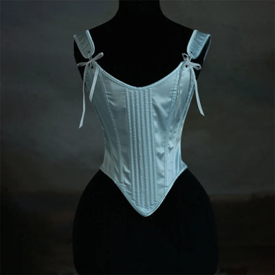 Women Corset Crops Camis Satin Shaping Bustier Tops Vintage Palace Bodices Tight Fitting Stage Costume Lace Up Boned Tube Tops