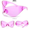 Oversized Futuristic Shield Sunglasses for Women Men Fashion Silver Mask Visor Sun Glasses Female Punk Y2K Eyeglasses