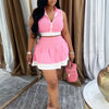 Beyprern Cute Girls Zipper Front Crop Top And Ruffles Skirt Set Summer Tracksuits Set Two Piece Dress Sporty Tennis Active Set