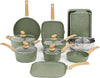Induction Cookware Set-17 Piece Non-stick Cooking Pan Set, Granite Pots and Pans Set