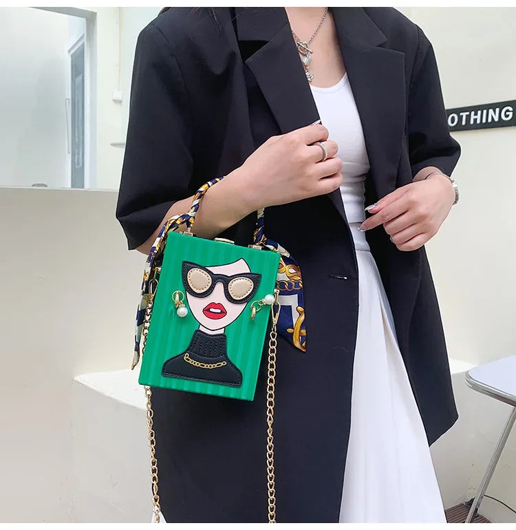 Evening Bags for Women 2024 New Fashionable Leather Shoulder Bag Woman Hard High Quality Hip Hop Party Luxury Designer Handbag
