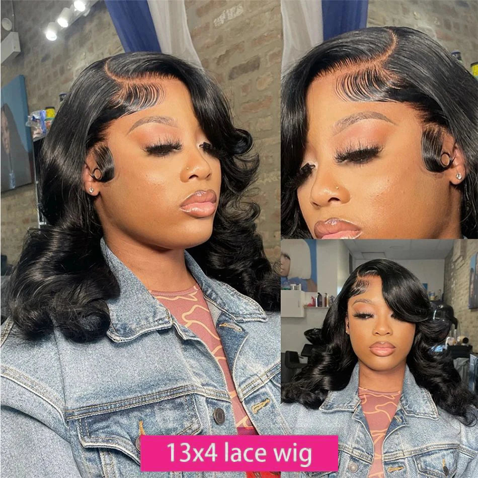 Brazilian Body Wave Short Bob Wig 13x4 Lace Frontal  4x4 Closure Human Hair Wig 200 Density For Women With Natural Wave Bob Wigs
