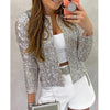 2024 Fashion Sequin Jackets Women Glitter Long Sleeve Short Coats Elegant Spring Outwear Office Ladies Solid  Streetwear Jacket