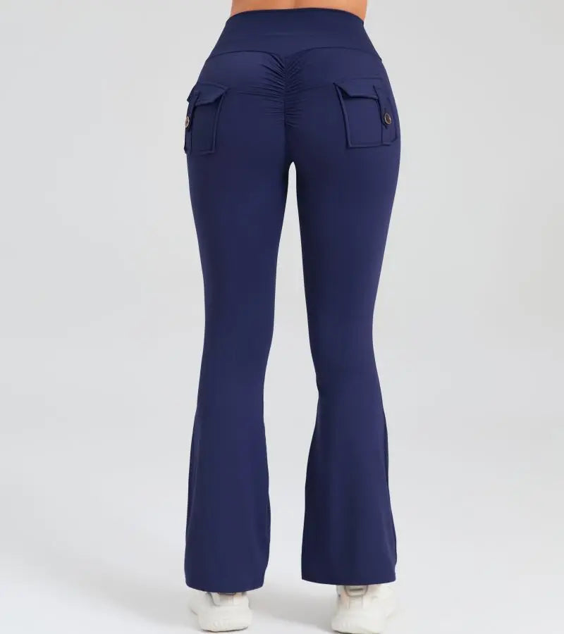 Women Flare Pocket Leggings High Waist Sport Yoga Pants Quick Dry Breathable Leggings Outfit Fitness Gym Clothes Sportwear Pant