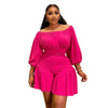 Customized Plus Size Women's Set Long Sleeve Slash Neck T-Shirt and Shorts 2025 Summer Ruched Two 2 Piece Set Outfits Tracksuit