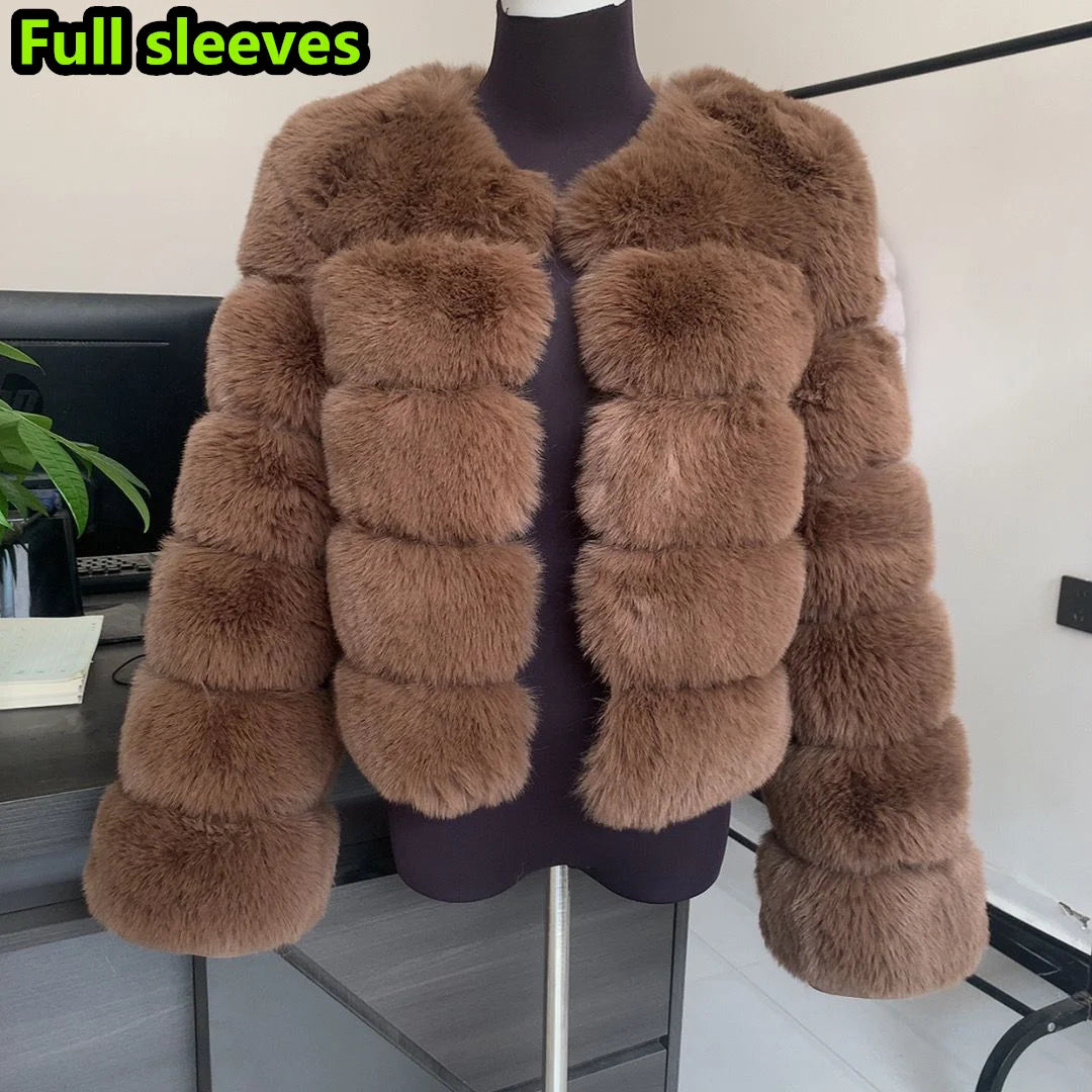 Damenmode Kunstpelzmantel superheiß Herbst Winter Damen kurze Kunstfuchsjacke flauschig hohe Qualität 7XL Damen Pelzmäntel