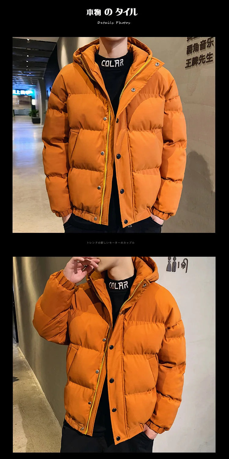 Men Harajuku Colorful Bubble Coat Winter Jacket 2024 Mens Streetwear Hip Hop Parka Korean Yellow Black Clothes Puffer Jackets