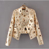 Lautaro Runway Cut Out Short Faux Leather Jacket Golden Rivet Cool Stylish Designer Clothes Women European American Fashion 2022