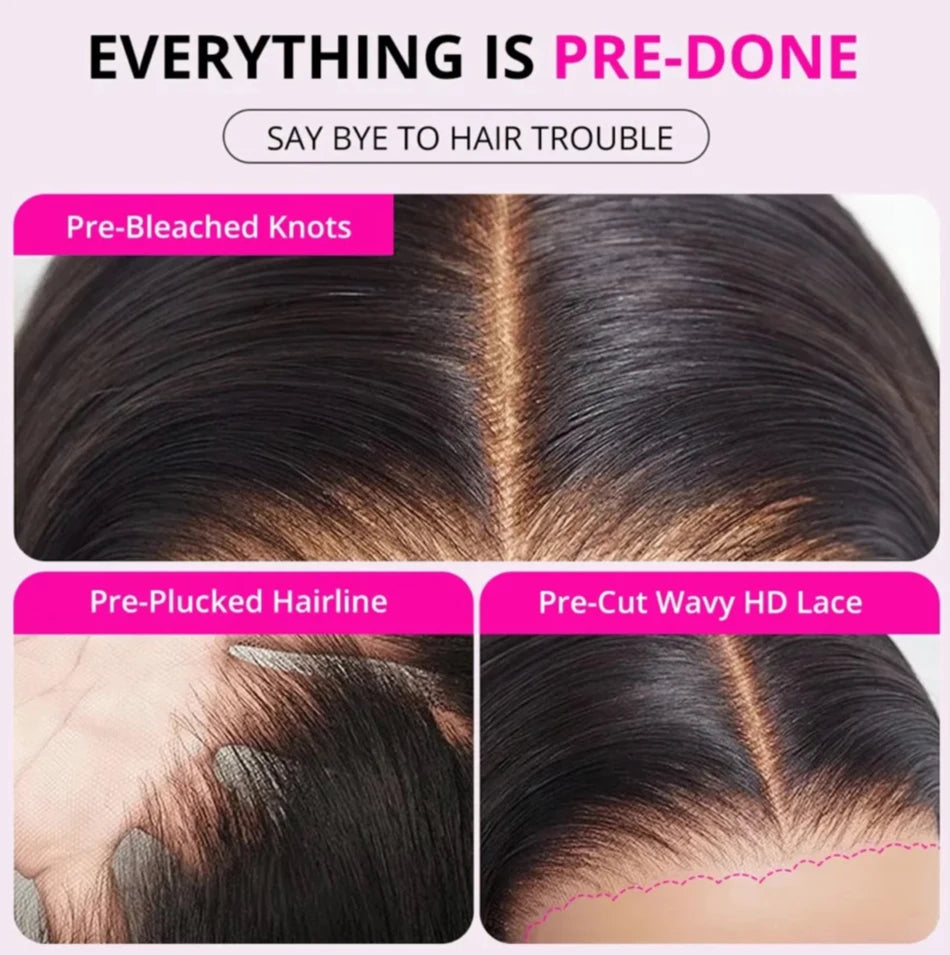 100% Glueless Wigs Human Hair Wigs Ready To Wear Bleached Knots 6x4 Pre Cut HD Transparent Wear And Go Wigs Kinky Curly 210%