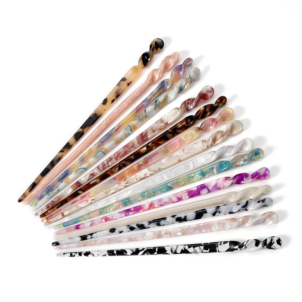 Chinese Style Hair Sticks Vintage Acetate Resin Chopstick Women Hairpins Hair Clip Pin Headwear Wedding Hair Jewelry Accessories