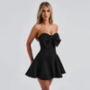 Sexy Strapless Bow Short White Dress Womens Off Shoulder A-line Luxury Black Mini Dresses Elegant Backless Gowns Birthday 2025