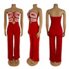 Women's Jumpsuit 2025 Summer New Temperament Fashionable Sexy Sleeveless Woven Tape Strapless Backless Party Straight Jumpsuits
