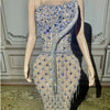 Charming Bright Crystal Dress Sexy Luxury Beaded Rhinestone Tulle Evening Dress Prom Party Dress Noble Wedding Wedding Dress