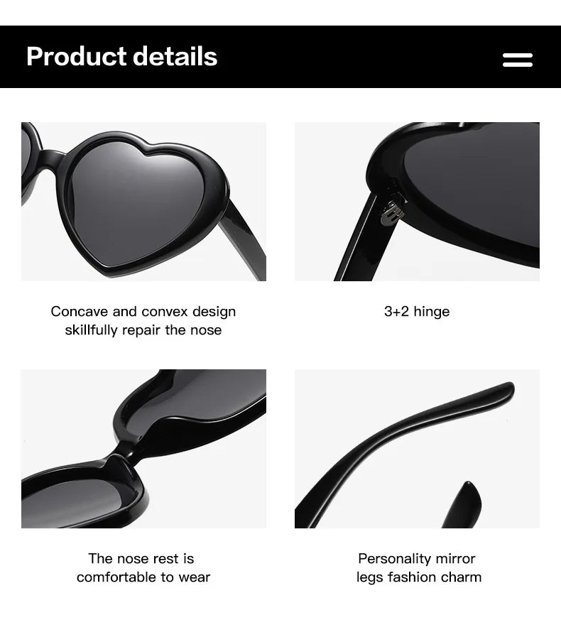 New Love Heart Shaped Polarized Sunglasses Women Fashion Cute Retro Vintage Gradient Sun Glasses UV400 Protection Unisex Eyewear