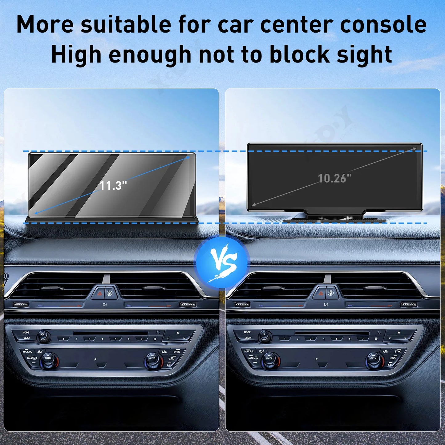 XGODY 11.3" 4K Dash Cam Wireless Carplay Android Auto Car DVR GPS WiFi Navigation Rearview Camera Dashboard Video