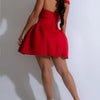 Fashion Halter A-line Deep V Off Shoulder Backless Birthday Women Red Mini Dress Sleeveless Ruched Princess Party Bodycon Robe