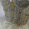 Stock 2025 Women Sexy Sparkly Rhinestone Mesh Feather Long Dress Elegant Evening Party Celebrate Birthday Performance Costume