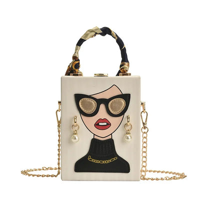 Evening Bags for Women 2024 New Fashionable Leather Shoulder Bag Woman Hard High Quality Hip Hop Party Luxury Designer Handbag