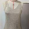 Women's Summer New Item Solid Color Fashion Sequin Light Mature Sexy V-neck Sleeveless Camisole Vest Pullover Top