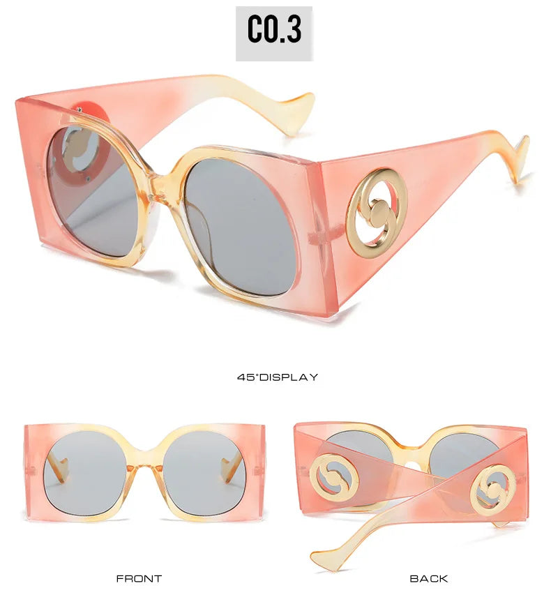 Colorful Square Sunglasses Women Men Two Color Frame Travel Sun Glasses Female Shades UV400 Male Gafas Oculos Brand Luxury