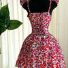 Elegant Floral Print A- Line Mini Dress with Bow Knot High Waist Slimming for Women Spring Season Fashion Casual Skirt
