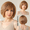 Brown Blonde Mixed Ombre Human Hair Lace Front Wigs Short Wavy Bob Hair Glolden Blonde Remy Human Hair Wig for White Women Daily
