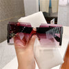 2023 Fashion New Women Oversized Rimless Sun Glasses Vintage Gradient Tea Cool Sunglasses Ladies Uitravioler-proof